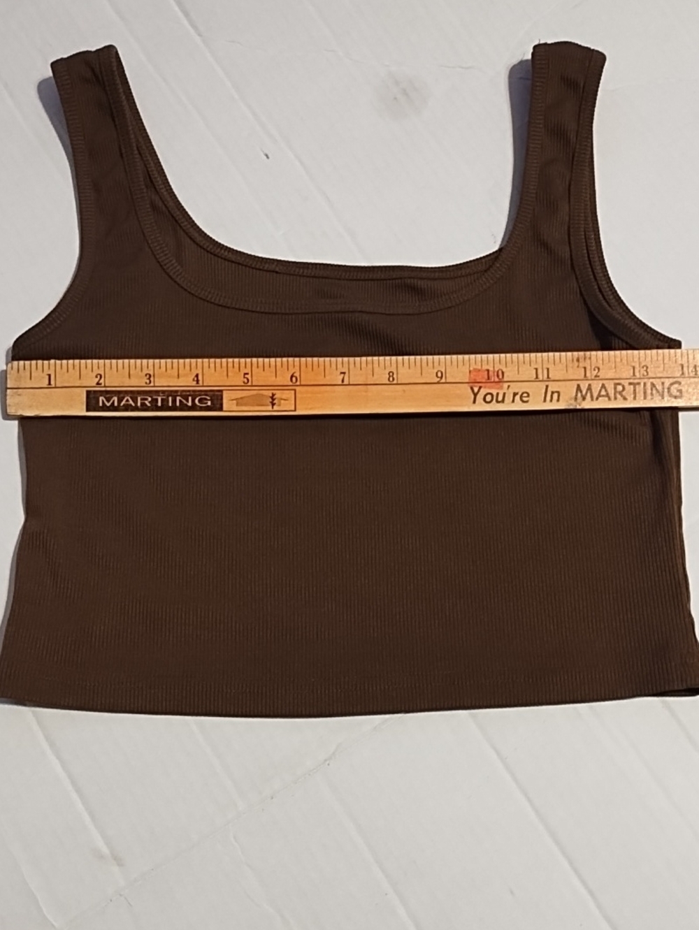 Women’s Brown Ribbed Square-Neck Tank Top - Picture 7 of 7